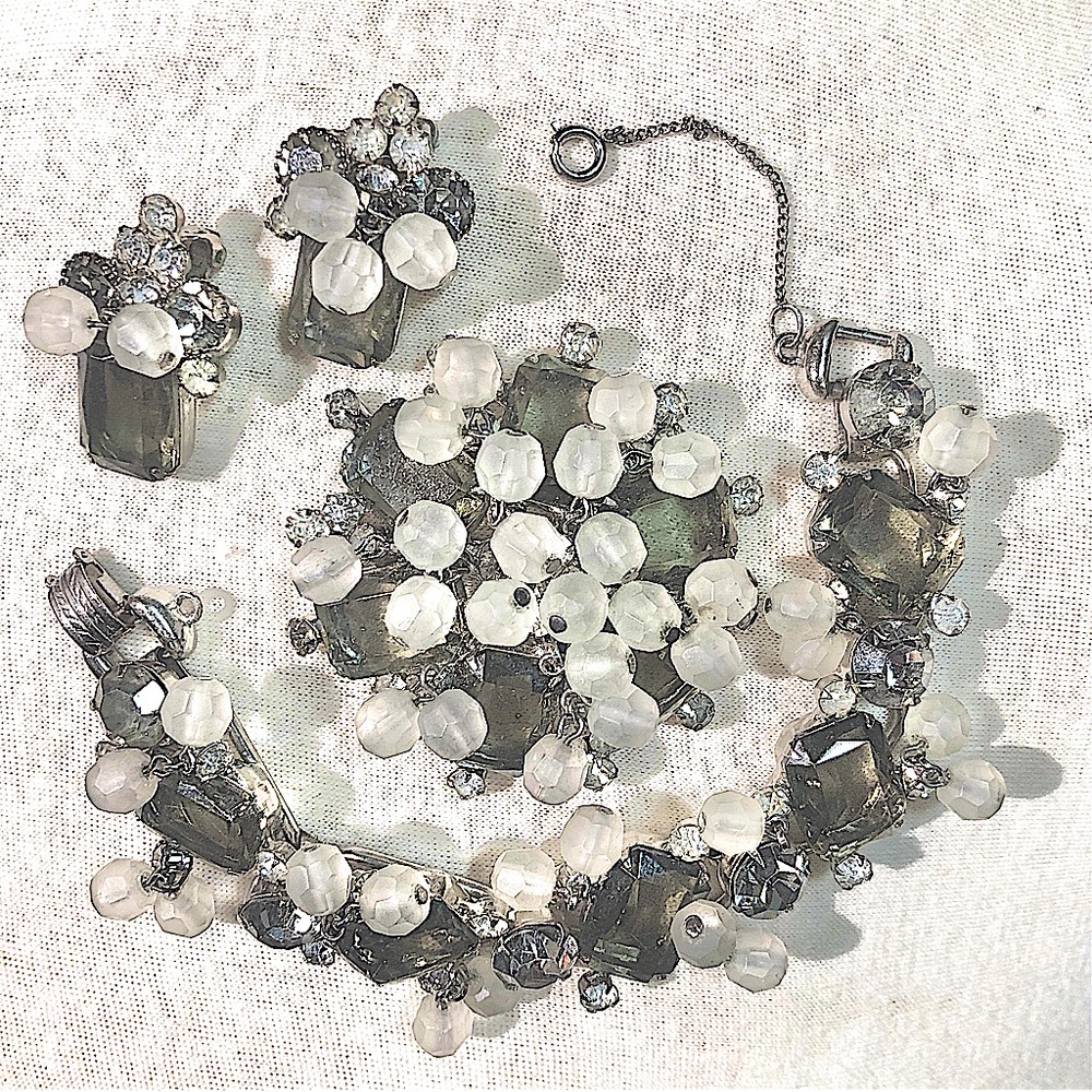 Juliana Delizza Elster Topaz 3 Piece Set Bracelet Earrings Brooch Pin Cha Cha